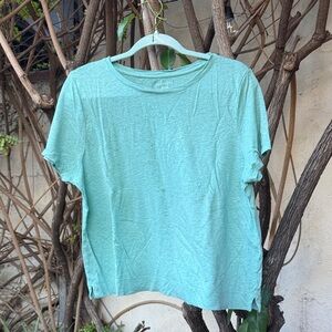 Eileen Fisher Mint Green Short Sleeve Organic Linen Top